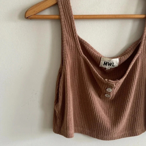 Madewell MWL tan soft stretchy Ribbed Crop Tank top size XL - Picture 6 of 9